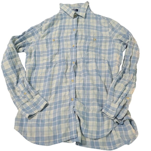 Chaps Women's Button Up Multicolor Size Large 100% Cotton Long Sleeve Pockets - Picture 1 of 12